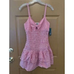 Women's Wild Fable Red Plaid Gingham Tiered Sundress Size Small NWT